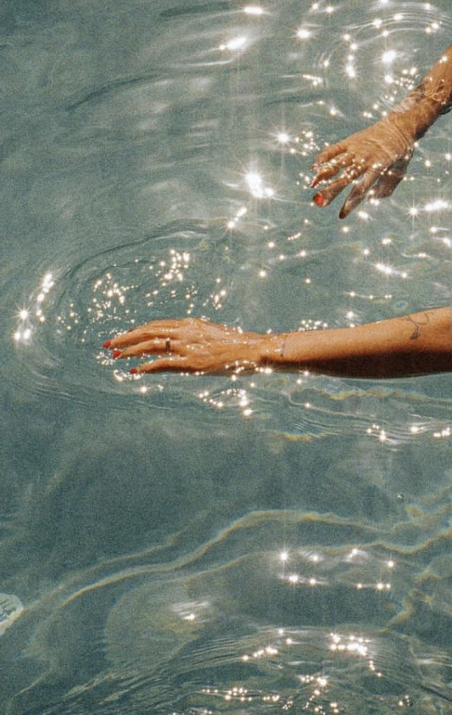 Water droplets on skin